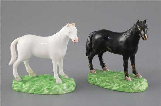 Two rare Derby figures of a horse, c.1810-25, L. 10cm